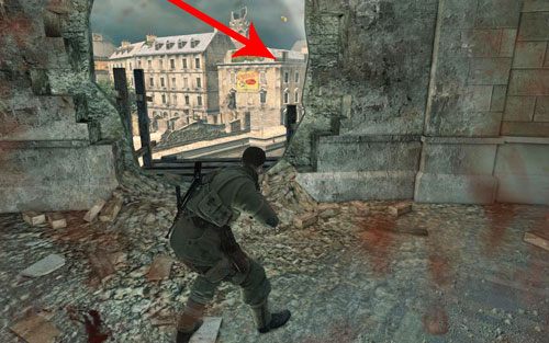 Uważaj również na snajpera na budynku po prawej - Misja 3 - Muzeum Kaiser-Friedrich (3) | Opis przejścia Sniper Elite V2 - Sniper Elite V2 - poradnik do gry