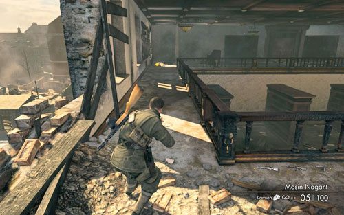 Wyjdź po schodach i skieruj się w lewo - Misja 4 - Opernplatz (2) | Opis przejścia Sniper Elite V2 - Sniper Elite V2 - poradnik do gry