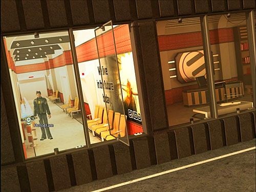 W korytarzu podejdź do hologramu po lewej (zbliżenie) - Zdobądź potrzebny sprzęt z magazynu | Rozdział 6 | Alternativa - Alternativa - poradnik do gry