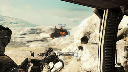 Wyzwanie rozpoczyna się, gdy zasiądziemy za działkiem śmigłowca a kończy zaraz po zestrzeleniu wrogiego śmigłowca - Misja 4 Tiger Dust | Wyzwania w Ghost Recon - Future Soldier - Tom Clancys Ghost Recon: Future Soldier - poradnik do gry