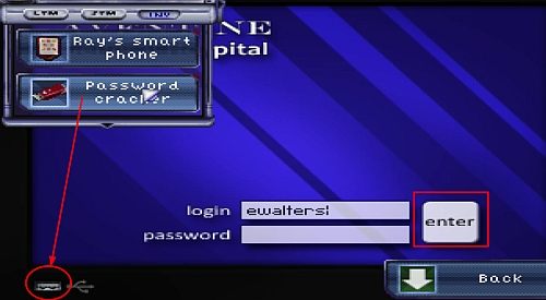 Otwórz INV i przesuń Password cracker na port USB komputera (kółko), by poznać hasło do konta Emmy - Godzina 7-30 - Ray - Włamanie do komputera | Opis przejścia Resonance - Resonance - poradnik do gry