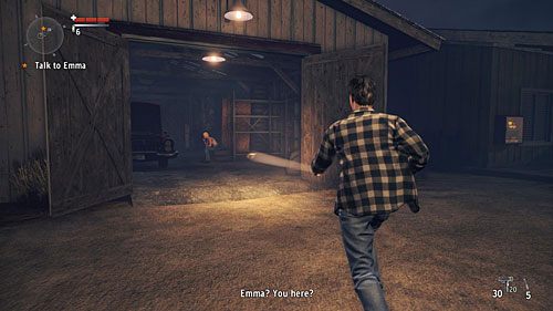 Zejdź z góry i porozmawiaj z Emmą, która powie Alanowi gdzie jest akumulator - Akt 2 - Setback | Akt 2 | Alan Wakes American Nightmare - Alan Wakes American Nightmare - poradnik do gry