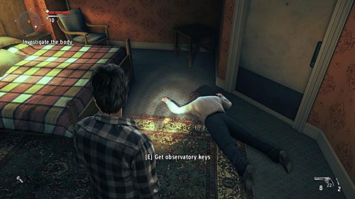 Wejdź do tego samego pokoju co wcześniej i zabierz klucze leżące obok ciała - Akt 3 - Resolved | Akt 3 | Alan Wakes American Nightmare - Alan Wakes American Nightmare - poradnik do gry