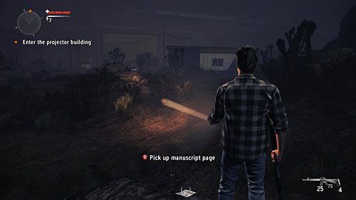 Strona leży na kamieniu, na południe od budynku z projektorem kinowym - Akt II - Relapse | Strony manuskryptu | Alan Wakes American Nightmare - Alan Wakes American Nightmare - poradnik do gry