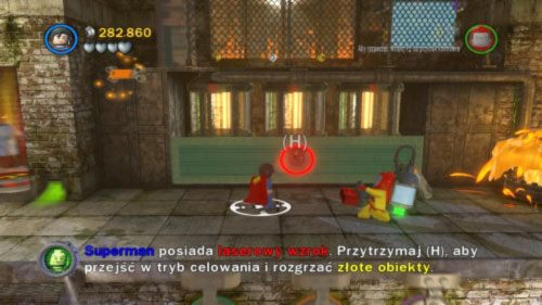 Zacznij kierować się w prawo, ugaś Supermanem pożar, a Batmanowi załóż wspomagany pancerz - Przepis na katastrofę | Opis przejścia LEGO Batman 2 DC Super Heroes - LEGO Batman 2: DC Super Heroes - poradnik do gry