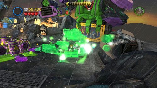 Skieruj się w prawo i w górę i użyj Batmana na kolejnym gnieździe - Nie wierzę w wieże | Opis przejścia LEGO Batman 2 DC Super Heroes - LEGO Batman 2: DC Super Heroes - poradnik do gry