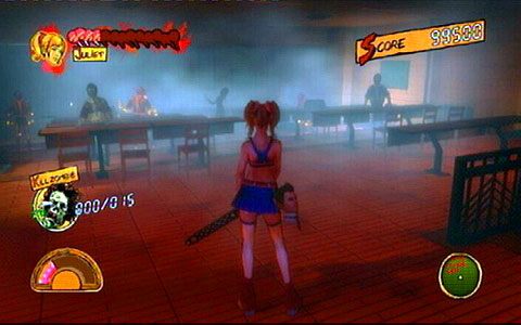Po drugiej stronie czeka cię walka z grupą uczniów i dowodzącą im nauczycielką - 1 - Highschool - sala gimnastyczna | Opis przejścia Lollipop Chainsaw - Lollipop Chainsaw - poradnik do gry