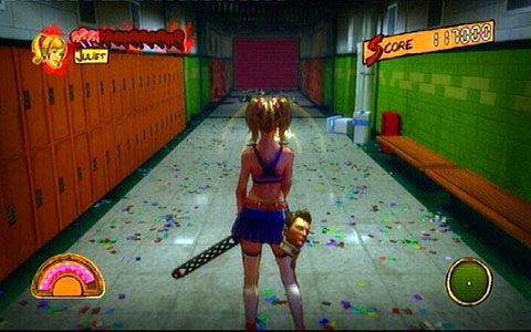 Po zakończeniu starcia, przejdź przez drzwi i idź dalej prosto - 1 - Highschool - sala gimnastyczna | Opis przejścia Lollipop Chainsaw - Lollipop Chainsaw - poradnik do gry