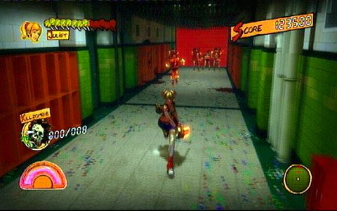 Pokonaj wszystkie stwory, a pojawią się płonący i wybuchający przeciwnicy - 1 - Highschool - sala gimnastyczna | Opis przejścia Lollipop Chainsaw - Lollipop Chainsaw - poradnik do gry