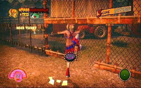 Gdy skończysz, zbierz leżący w rogu ogrodzenia Nick Ticket, a następnie przebij się przez bramę - 3 - OBannon Farm - walka z Mariską | Opis przejścia Lollipop Chainsaw - Lollipop Chainsaw - poradnik do gry