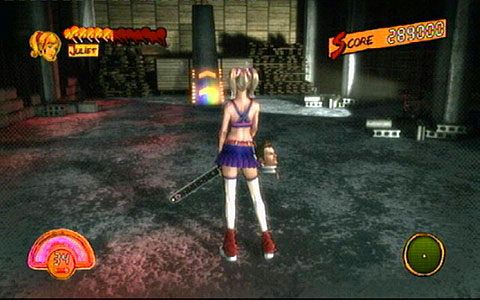 Gdy teren będzie czysty, Rosalinda stworzy ci pochylnię, przez którą możesz przebiec przy pomocy Chainsaw Dasha (R1) - 5 - Cathedral - zombie na budowie | Opis przejścia Lollipop Chainsaw - Lollipop Chainsaw - poradnik do gry