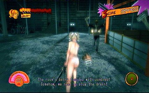 W pewnym momencie Juliet będzie musiała ściąć cztery filary podtrzymujące pomarańczowe rusztowanie - Etap 5 - Cathedra | Lollipop Wrappers | Lollipop Chainsaw - Lollipop Chainsaw - poradnik do gry