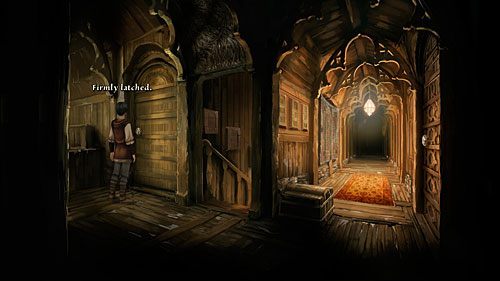 Spróbuj otworzyć drzwi (Door) po lewej stronie ekranu, ale te są zamknięte - Academy of Magic | The Dark Eye Chains of Satinav - The Dark Eye: Chains of Satinav - poradnik do gry