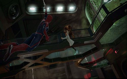 Puszczenie przycisku spowoduje błyskawiczne przeniesienie we wskazane miejsce - 01 - Oscorp Is Your Friend - Opis przejścia - Niesamowity Spider-Man - poradnik do gry