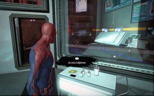 Gdy krótka cut-scenka dobiegnie końca, otrzymasz dostęp do specjalnego telefonu - 01 - Oscorp Is Your Friend - Opis przejścia - Niesamowity Spider-Man - poradnik do gry