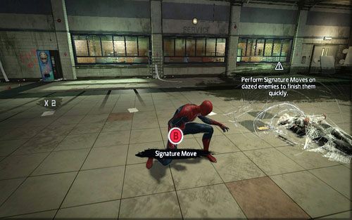 Ogłuszonych wrogów możesz szybko obezwładnić wciskając B - 02 - Escape Impossible - Opis przejścia - Niesamowity Spider-Man - poradnik do gry