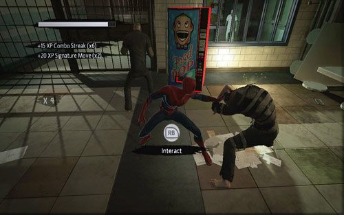 Pozostałych napastników pozbądź się wykorzystując stojący niedaleko automat - 02 - Escape Impossible - Opis przejścia - Niesamowity Spider-Man - poradnik do gry