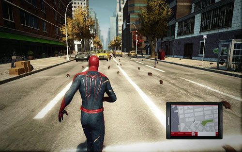 Na zewnątrz musisz podążać za biegnącymi po jezdni szczurami - 04 - The Thrill of the Hunt - zmutowana bestia - Opis przejścia - Niesamowity Spider-Man - poradnik do gry