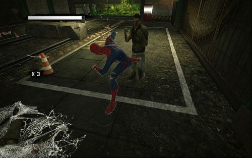 Przedostań się na jego koniec, pokonując po drodze walczących ze sobą przeciwników - 04 - The Thrill of the Hunt - zmutowana bestia - Opis przejścia - Niesamowity Spider-Man - poradnik do gry