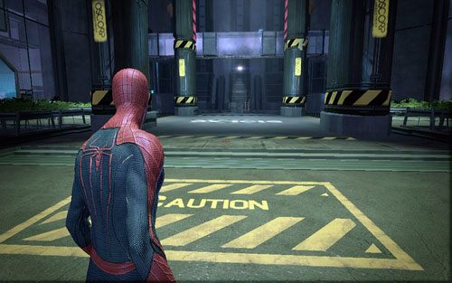 Otworzysz w ten sposób drzwi prowadzące do większego pomieszczenia, w którym rozpocznie się proces dekontaminacji - 07 - Spidey to the Rescue - generatory - Opis przejścia - Niesamowity Spider-Man - poradnik do gry