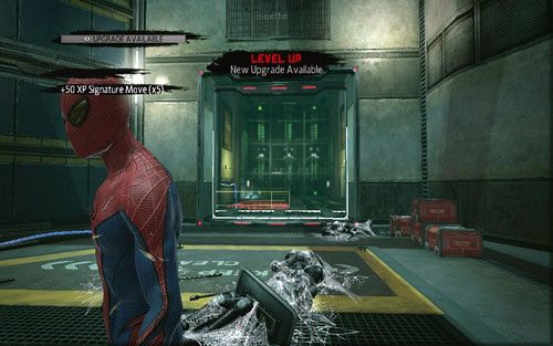 Po wyeliminowaniu ostatniego strażnika, otworzą się drzwi do nowego pomieszczenia - 07 - Spidey to the Rescue - generatory - Opis przejścia - Niesamowity Spider-Man - poradnik do gry