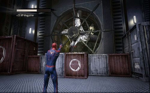 Po oczyszczeniu terenu, zatrzymaj turbinę na platformie i przejdź na drugą stronę - 10 - Spider-Man No More! - doktor Connors - Opis przejścia - Niesamowity Spider-Man - poradnik do gry