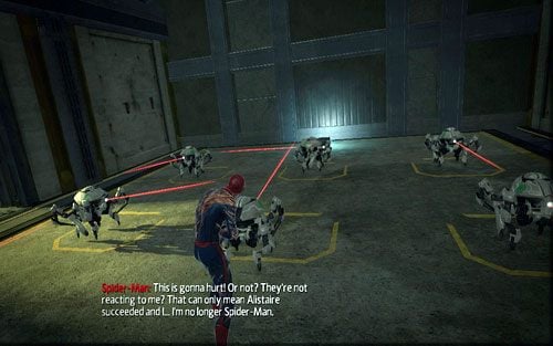 Maszyny nie będą na ciebie reagować, dopóki nie wejdziesz w ich czerwone lasery - 10 - Spider-Man No More! - doktor Connors - Opis przejścia - Niesamowity Spider-Man - poradnik do gry