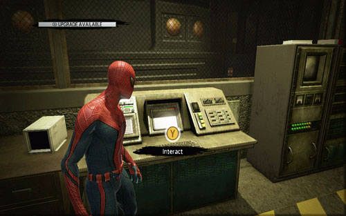 Jak skończysz, skorzystaj ze stojącego niedaleko komputera - 1 - Train Docking Station - Misje dodatkowe - Niesamowity Spider-Man - poradnik do gry