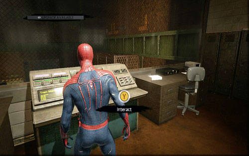 Gdy to zrobisz, udaj się do biura na wyższym piętrze pomieszczenia i użyj stojącego w nim komputera - 1 - Train Docking Station - Misje dodatkowe - Niesamowity Spider-Man - poradnik do gry