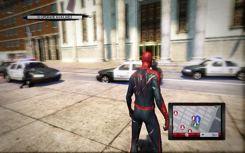 Aby rozpocząć zadanie, musisz wejść do otoczonego przez policję banku - 2 - St. Gabriels Bank - Misje dodatkowe - Niesamowity Spider-Man - poradnik do gry