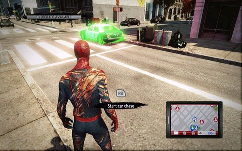 Podejdź do policyjnego radiowozu i wciśnij Y, żeby rozpocząć pościg - Lista zadań - Zadania poboczne - Niesamowity Spider-Man - poradnik do gry