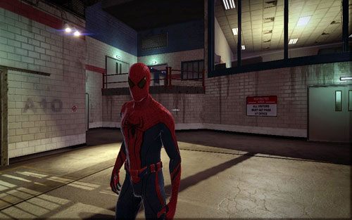 Po wyjściu z otworu wentylacyjnego, wskocz na barierkę po lewej - 02 - Escape Impossible - Znajdźki - Niesamowity Spider-Man - poradnik do gry