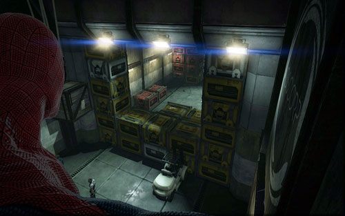 Dwa pomieszczenia będzie odgradzała sterta skrzyń - 03 - In the Shadow of Evils Past - Części technologii, Zdjęcia - Znajdźki - Niesamowity Spider-Man - poradnik do gry