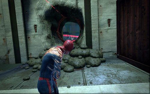 Po przejściu przez zniszczoną reaktorem ścianę, skręć w prawo - 10 - Spider-Man No More! - Instrukcje, Części technologii - Znajdźki - Niesamowity Spider-Man - poradnik do gry