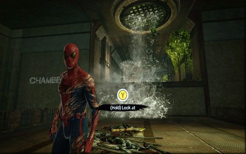 Z lewej strony za wodospadem znajduje się małe pomieszczenie, gdzie ukryto piąty magazyn - Water Treatment Facility - Znajdźki - Niesamowity Spider-Man - poradnik do gry