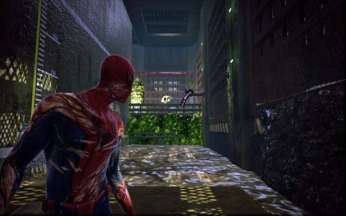 Po naprawieniu pompy i rozmowie z pracownikiem ośrodka, zeskocz na dół w prawo, a następnie idź korytarzem z lewej - Water Treatment Facility - Znajdźki - Niesamowity Spider-Man - poradnik do gry