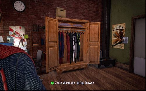 W apartamencie Parkera znajduje się szafa na stroje superbohatera - Stroje Spider-Mana - Niesamowity Spider-Man - poradnik do gry