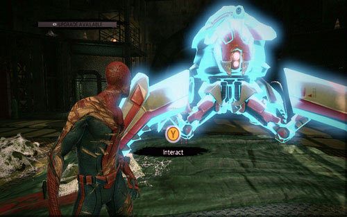 Gdy walka dobiegnie końca, podejdź do maszyny i wciśnij Y - 12 - Where Crawls the Lizard? - Opis przejścia - Niesamowity Spider-Man - poradnik do gry