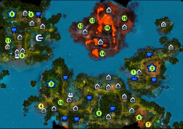 1 - lokacja startowa na powierzchni - Misja II - Mapa 1 (M1) | Mapy | Mapy Heroes VI Pirates of the Savage Sea - Might & Magic: Heroes VI - Pirates of the Savage Sea - poradnik do gry