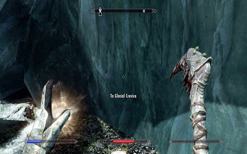 Na końcu znajdziesz kamienną ścieżkę, która zaprowadzi cie do jaskini Glacial Crevice - Touching The Sky (1) | Ścieżka lorda wampirów | TES V Skyrim Dawnguard - The Elder Scrolls V: Skyrim - Dawnguard - poradnik do gry