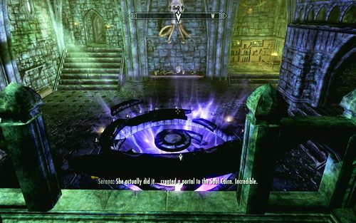 Po zebraniu wszystkich komponentów odłóż je do miski, gdzie będzie na ciebie czekała Serana - Chasing Echoes | Ścieżka Dawnguarda | The Elder Scrolls V Skyrim Dawnguard - The Elder Scrolls V: Skyrim - Dawnguard - poradnik do gry