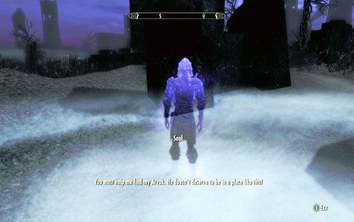 Na drodze prowadzącej do więzionej w Soul Cairn wampirzycy zostaniesz zaczepiony przez jedną z dusz - Find Arvaks skull in the Soul Cairn | Wspólne zadania poboczne Skyrim Dawnguard - The Elder Scrolls V: Skyrim - Dawnguard - poradnik do gry