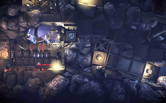 Następna zagadka [#13] jest w miarę prosta - musisz wcisnąć trzy z czterech przycisków aby przeprowadzić świecącą kulę przez tunel - Podziemia | Unmechanical - Unmechanical - poradnik do gry