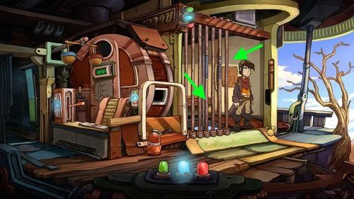 Zabierz wytrych (Lock Pick) z ławy i otwórz nim kraty (Cell Grating) - Deponia: Znajdź składniki proszku kawowego (Kuvaq) - solucja, opis przejścia - Deponia - poradnik do gry