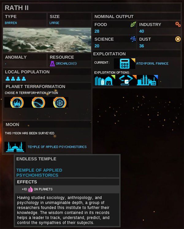 Okazało się, że na księżycu istnieje świątynia zwiększająca zadowolenie naszej populacji - Księżyce - Okno Planety - Endless Space - poradnik do gry