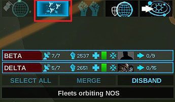 Zaznaczona czerwoną ramką ikona spowoduje rozpoczęcie bitwy - Działania floty - Działania floty oraz systemów planetarnych na galaktykę - Endless Space - poradnik do gry
