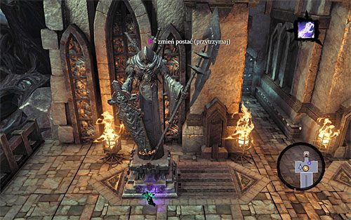 Złap się statuy i przesuń ją maksymalnie w lewo (powyższy screen) - Udaj się do Miasta Umarłych | Miasto Umarłych | Darksiders 2 - Darksiders 2 - poradnik do gry