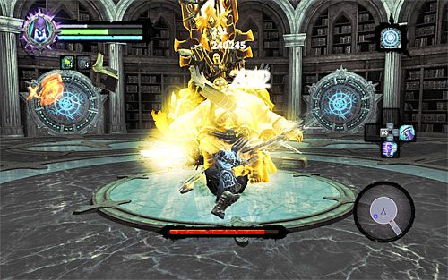 Wykorzystaj okazję i podbiegnij do Skryby, przystępując do wyprowadzania najlepszych ciosów specjalnych - Boss 17 - Skryba Jamaerah | Skaza herezji | Darksiders 2 - Darksiders 2 - poradnik do gry