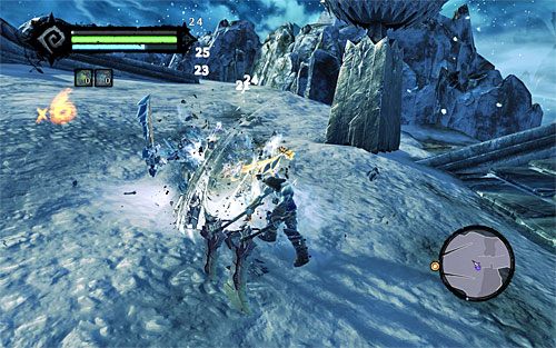 Wykonaj kilka kroków do przodu i przystąp do atakowania grupy lodowych szkieletów - Znajdź Strażnika Tajemnic | Znajdź sposób na ocalenie Wojny | Darksiders 2 - Darksiders 2 - poradnik do gry