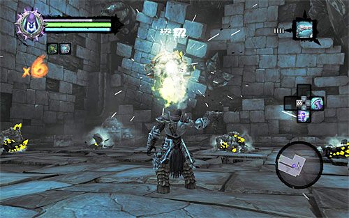 Tuż po przystąpieniu do walk skup się na atakowaniu konstrukta zwiadowcy - Strzaskana Kuźnia | DODATKOWE LOKACJE | Darksiders 2 - Darksiders 2 - poradnik do gry